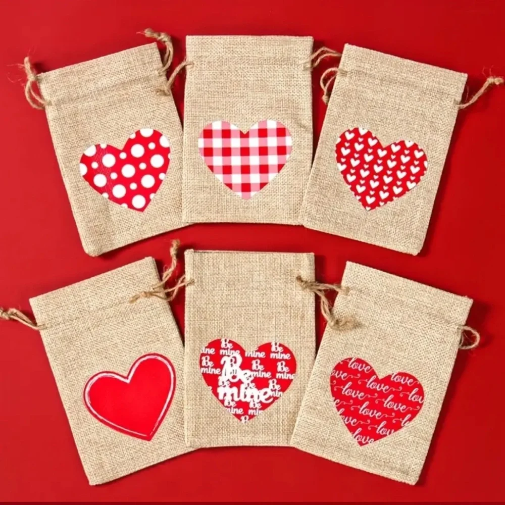 NWT-Valentine’s Day, red heart design, drawstring gift bags